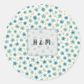 Sticker Rond Fleurs minuscules bleues modernes (Devant)