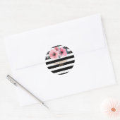 Sticker Rond Fleurs Modernes à Rayures (Enveloppe)