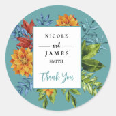 Sticker Rond Fleurs modernes colorées (Devant)