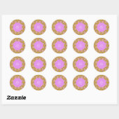 Sticker Rond Fleurs Mood rétro Fête des mariées violet et jaune (Feuille)