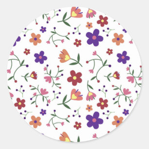 Sticker Rond Fleurs motifs