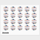 Sticker Rond Fleurs Navy Blush Rose Vous êtes Invité à une Baby (Feuille)