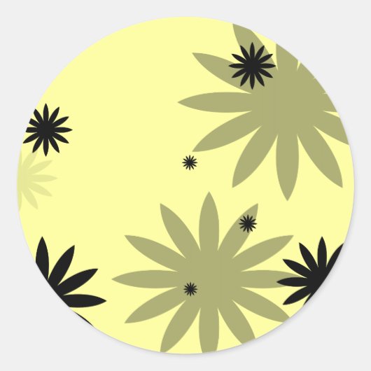 Sticker Rond Fleurs noires (Devant)