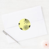 Sticker Rond Fleurs noires (Enveloppe)