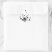 Sticker Rond Fleurs Noires Et Blanches (Sac)