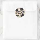 Sticker Rond Fleurs noires sur Motif beige (Sac)