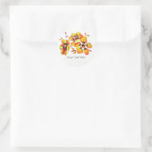 Sticker Rond Fleurs Orange Lumineuses - Votre Propre Texte (Sac)