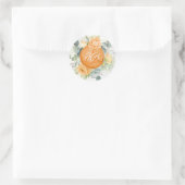 Sticker Rond Fleurs orange Mariage boho romantique (Sac)