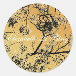 Sticker Rond Fleurs orientales en or défoncées