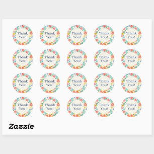 Sticker Rond Fleurs pastel aquarelle colorées
