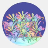 Sticker Rond Fleurs pastel enveloppe bleu profond scellée (Devant)