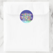Sticker Rond Fleurs pastel enveloppe bleu profond scellée (Sac)