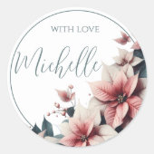Sticker Rond Fleurs pastel personnalisables avec amour (Devant)
