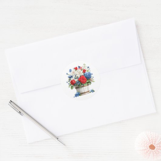 Sticker Rond Fleurs patriotiques (Enveloppe)