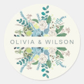 Sticker Rond Fleurs peintes à la main Bohème romantique (Devant)