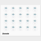 Sticker Rond Fleurs pour la Baby Shower « Quelque chose de bleu (Feuille)