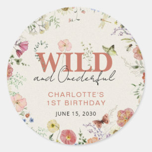 Sticker Rond Fleurs Pressées Wild & Onederful Girl 1er annivers