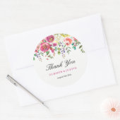 Sticker Rond Fleurs printanières Mariage rose Pêche Merci (Enveloppe)