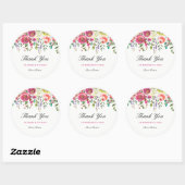 Sticker Rond Fleurs printanières Peach Rose Sweet 16 Mercis (Feuille)