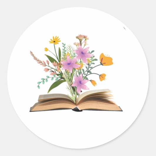 Sticker Rond Fleurs provenant des livres (Devant)