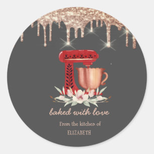 Sticker Rond Fleurs Red Mixer Gouttes de Bakery