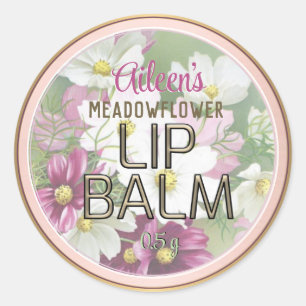 Sticker Rond Fleurs romantiques Embossées Texte Lip Baume Gold 