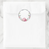 Sticker Rond Fleurs rose aquarelle lavande eucalyptus (Sac)