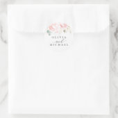 Sticker Rond Fleurs rose clair Élégant Mariage moderne (Sac)