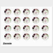Sticker Rond fleurs rose et cabernet verdure (Feuille)