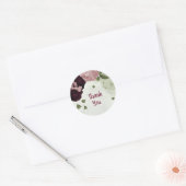 Sticker Rond fleurs rose et cabernet verdure (Enveloppe)