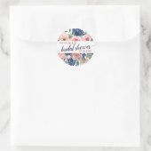 Sticker Rond Fleurs Rose Navy Vous êtes Invité(e) à une Fête de (Sac)