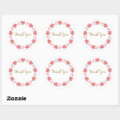 Sticker Rond Fleurs rose rouge rose Merci floral (Feuille)