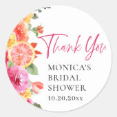 Sticker Rond Fleurs rose vif Fête des mariées en tranche d'agru (Devant)