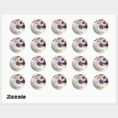 Sticker Rond Fleurs rose violet de fête Golden Elegant (Feuille)