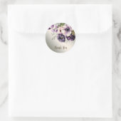 Sticker Rond Fleurs rose violet de fête Golden Elegant (Sac)
