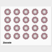 Sticker Rond Fleurs roses (Feuille)