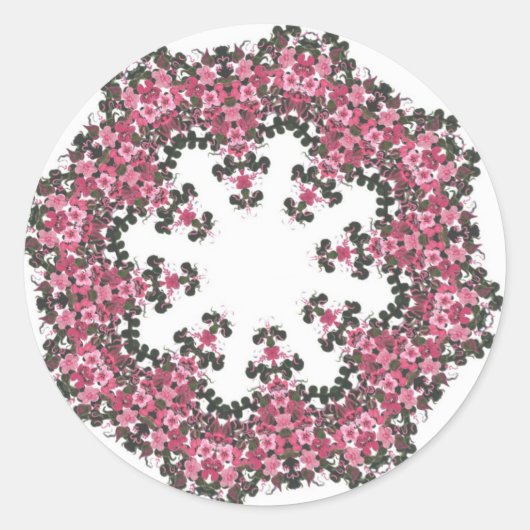 Sticker Rond Fleurs roses (Devant)