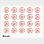 Sticker Rond Fleurs roses aquarelle élégantes féminines (Feuille)