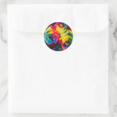 Sticker Rond fleurs roses arc-en-ciel jolies couleurs art (Sac)