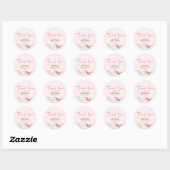 Sticker Rond Fleurs roses blanches Boho Elégant Merci (Feuille)
