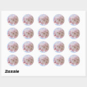 Sticker Rond Fleurs roses Ciel Bleu. (Feuille)