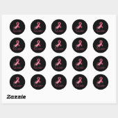 Sticker Rond Fleurs roses Coeur Je suis un survivant Cancer du  (Feuille)