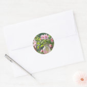 Sticker Rond Fleurs Roses Dans Le Vase (Enveloppe)