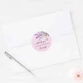 Sticker Rond Fleurs roses de lavande cœur merci (Enveloppe)