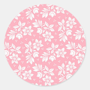 Sticker Rond Fleurs roses douces