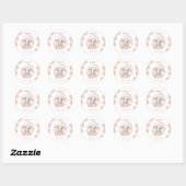Sticker Rond Fleurs roses Eléphantes mignonnes 1er anniversaire (Feuille)