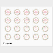 Sticker Rond fleurs roses en fleurs baby shower fille (Feuille)