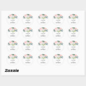 Sticker Rond Fleurs roses et Eucalyptus Mariage de verdure (Feuille)