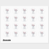 Sticker Rond Fleurs roses et gris Classique Aquarelle Business (Feuille)