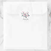 Sticker Rond Fleurs roses et gris Merci d'aquarelle classique (Sac)